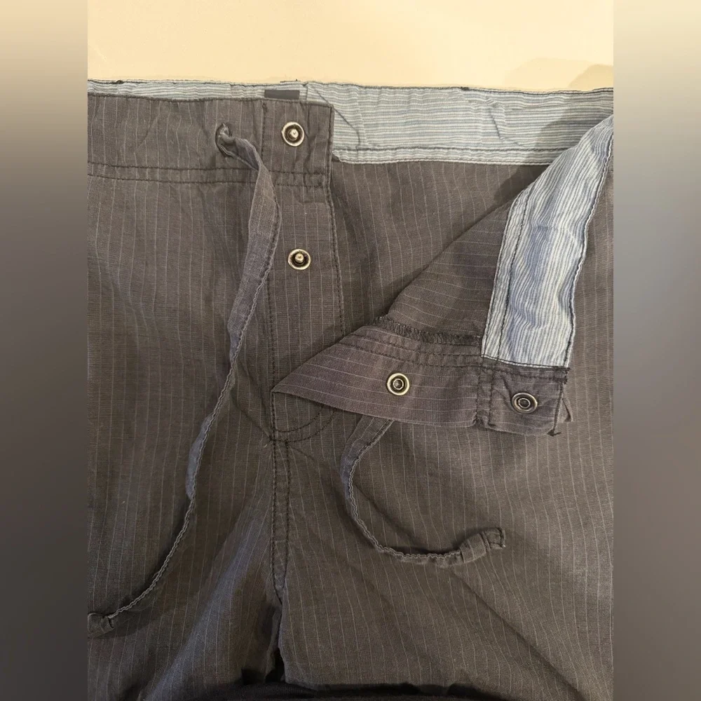 Banana Republic Casual Wide Leg Snap Pinstripe Pants size Small